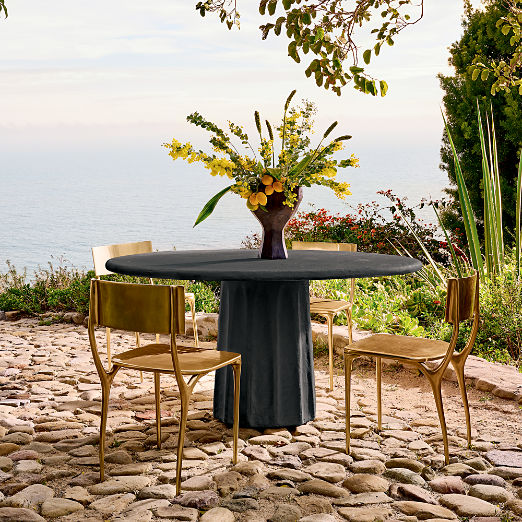 Boscoe 60" Round Black Concrete Indoor/Outdoor Dining Table