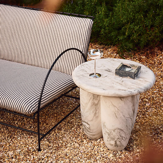 Cova Round Marbled Resin Indoor/Outdoor Side Table