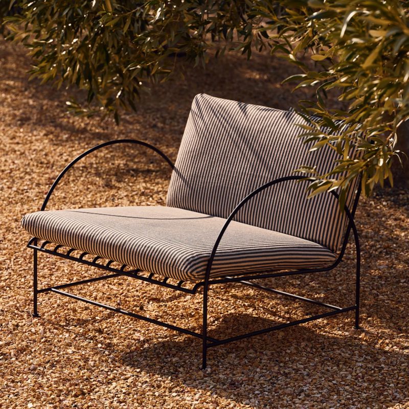 Costa Black Metal Outdoor Lounge Chair with Black and White Striped Sunbrella® Cushions - image 3 of 13