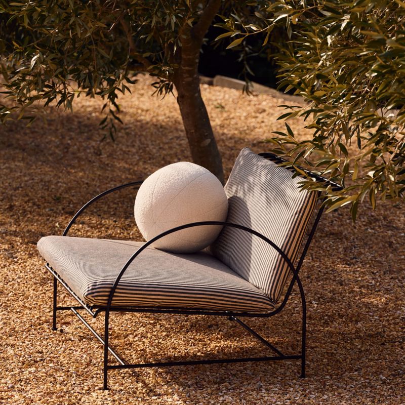 Costa Black Metal Outdoor Lounge Chair with Black and White Striped Sunbrella® Cushions - image 5 of 13