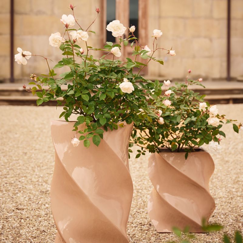 Cascata Twisted Light Brown Glazed Ceramic Indoor/Outdoor Planter Small - image 5 of 9