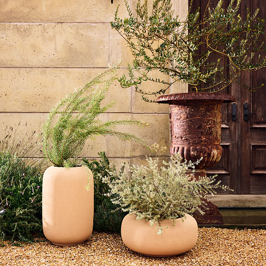 Anique Round Taupe Cement Indoor/Outdoor Planters