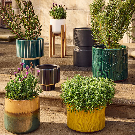 Mina Round Yellow Reactive Glazed Indoor/Outdoor Planters