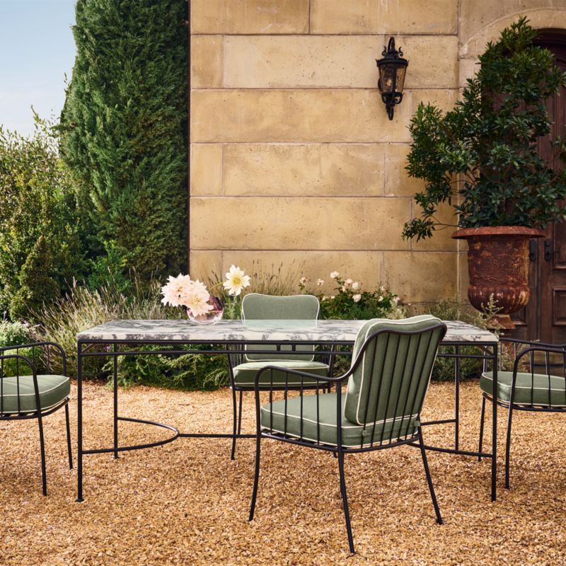 Welling Black Metal Outdoor Dining Armchair with Green Sunbrella® Cushion - image 3 of 9