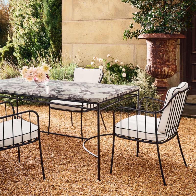 Welling Black Metal Outdoor Dining Armchair with White Sunbrella® Cushion - image 4 of 12