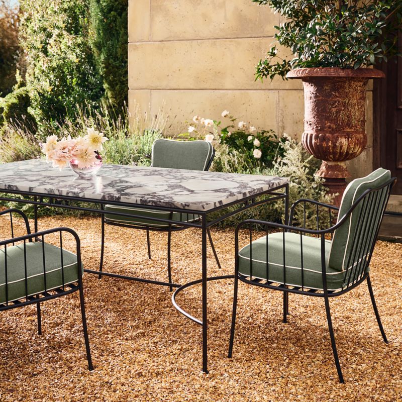 Welling Black Metal Outdoor Dining Armchair with Green Sunbrella® Cushion - image 4 of 9