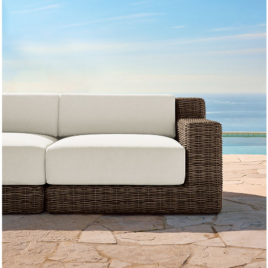 Maylin 3-Piece All-Weather Rattan Outdoor Sofa with Warm White Sunbrella® Cushions
