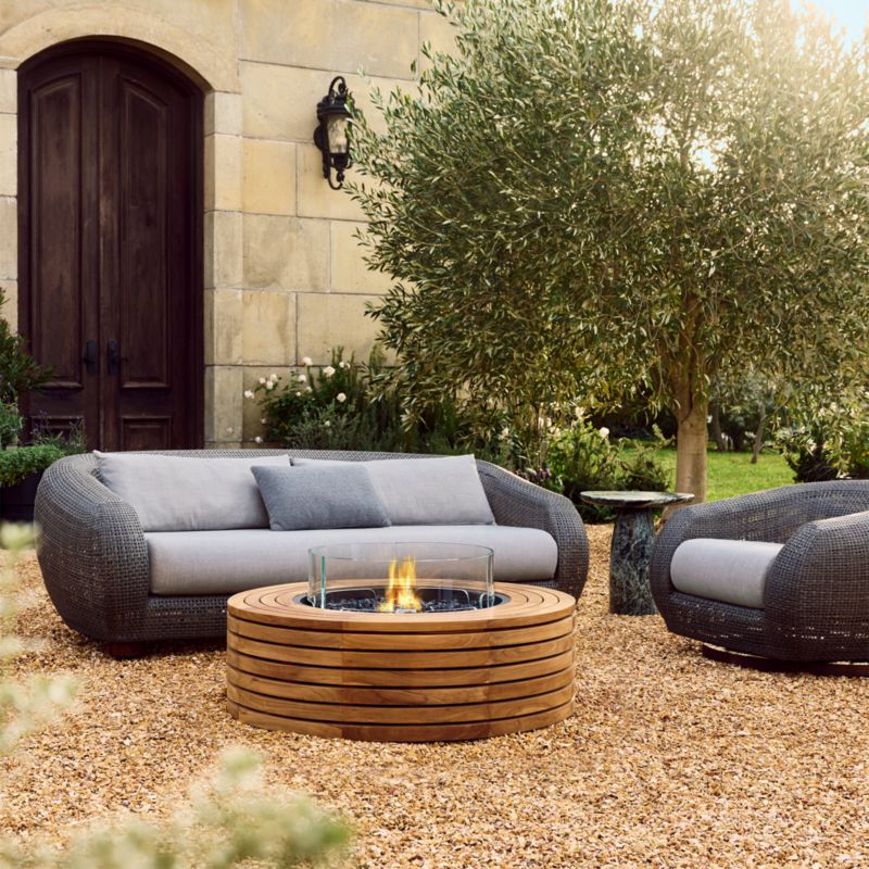 Laszlo All-Weather Rattan Outdoor Sofa with Light Grey Sunbrella® Cushions - image 2 of 8