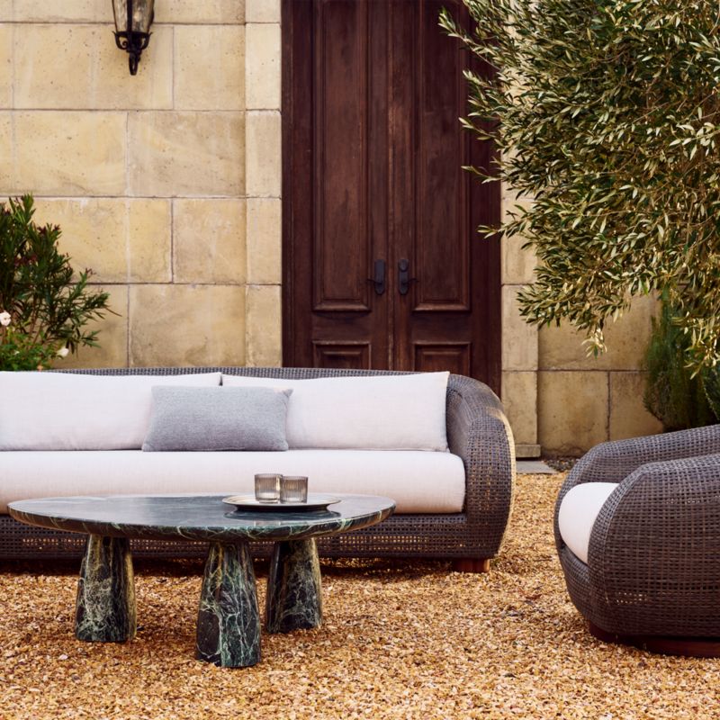 Laszlo All-Weather Rattan Outdoor Sofa with Light Grey Sunbrella® Cushions - image 1 of 8