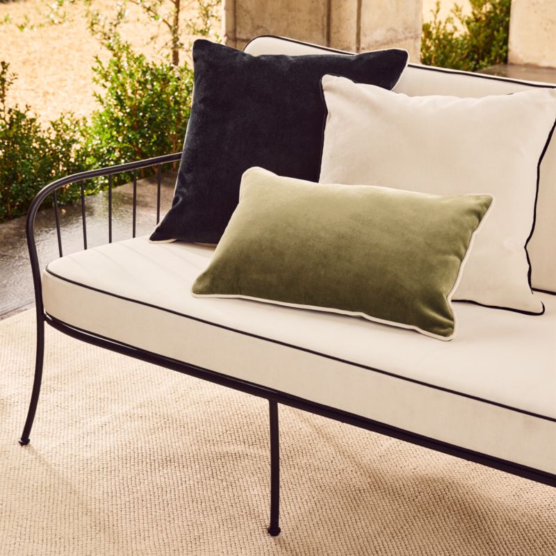 Welling Black Metal Outdoor Sofa with White Sunbrella® Cushions - image 5 of 11