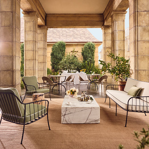 Welling Black Metal Outdoor Lounge Chair with Green Sunbrella® Cushions Set of 2