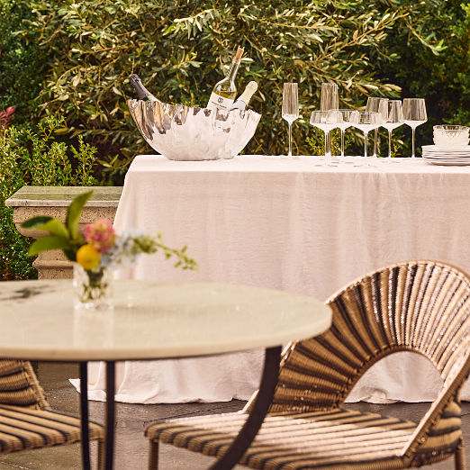 Arly Black and Light Brown Striped All-Weather Rattan Outdoor Dining Chair