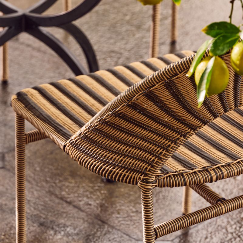 Arly Black and Light Brown Striped All-Weather Rattan Outdoor Dining Chair - image 6 of 11