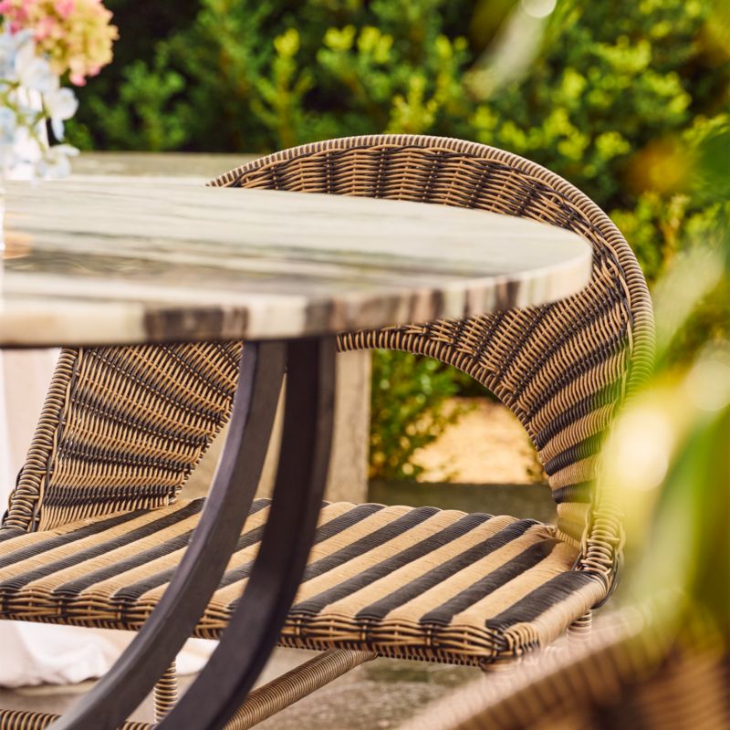 Arly Black and Light Brown Striped All-Weather Rattan Outdoor Dining Chair - image 4 of 11