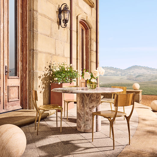 Sarzana 54" Round Marble Indoor/Outdoor Dining Table