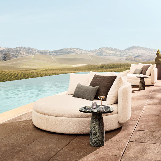 Lucie White Boucle Upholstered Outdoor Daybed