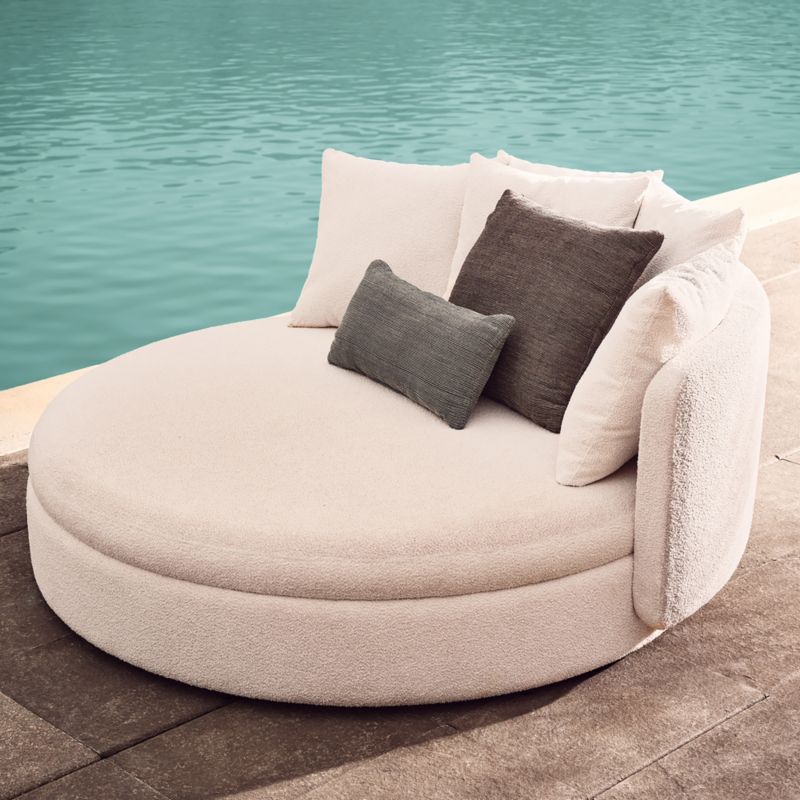 Lucie White Boucle Upholstered Outdoor Daybed - image 3 of 12