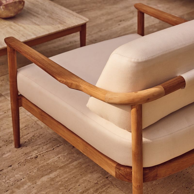 Tide Teak Outdoor Lounge Chair With Ivory Sunbrella® Cushions - image 7 of 11