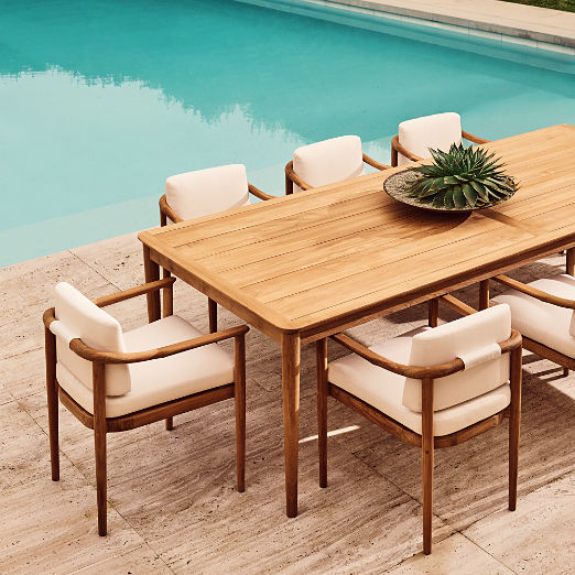 Tide Teak Outdoor Dining Armchair With Ivory Sunbrella® Cushion