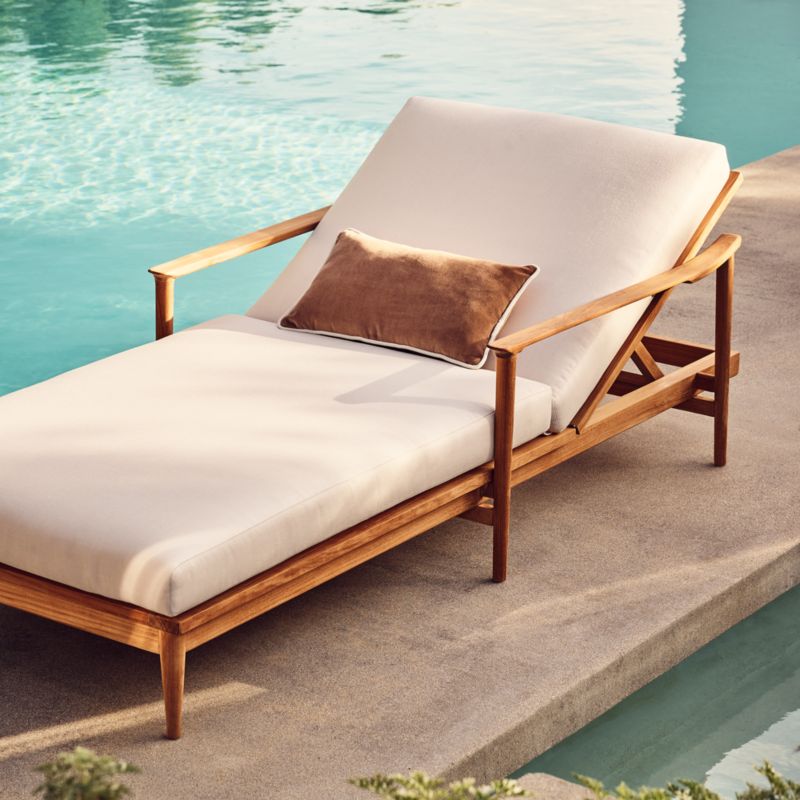 Tide Teak Outdoor Sun Lounger With Ivory Sunbrella® Cushions - image 8 of 11