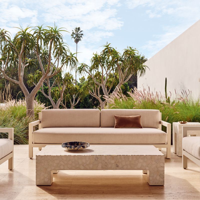 Bay 95" Ivory Aluminum Outdoor Sofa with Ivory Cushions - image 3 of 12