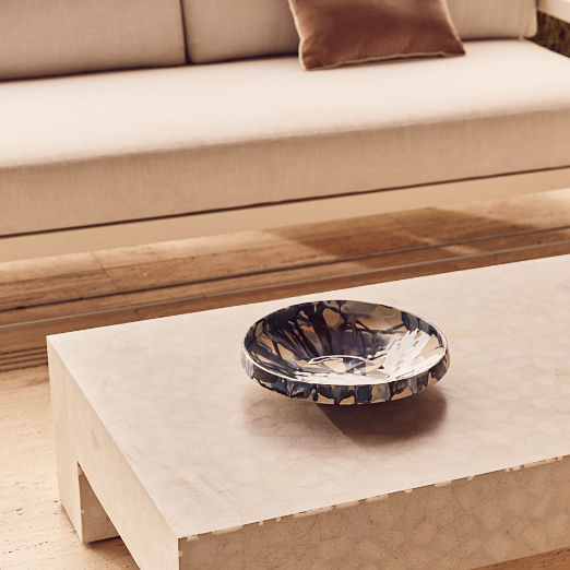 Notus Blue and White Ceramic Decorative Small Bowl with Reactive Glaze