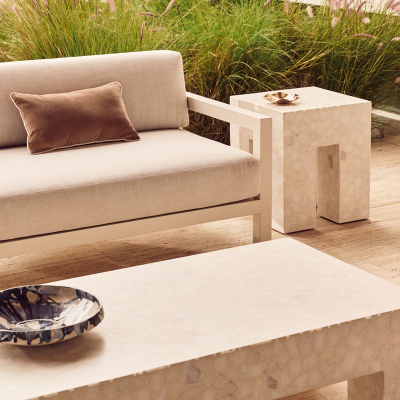 Bay 95" Ivory Aluminum Outdoor Sofa with Ivory Cushions - image 7 of 9