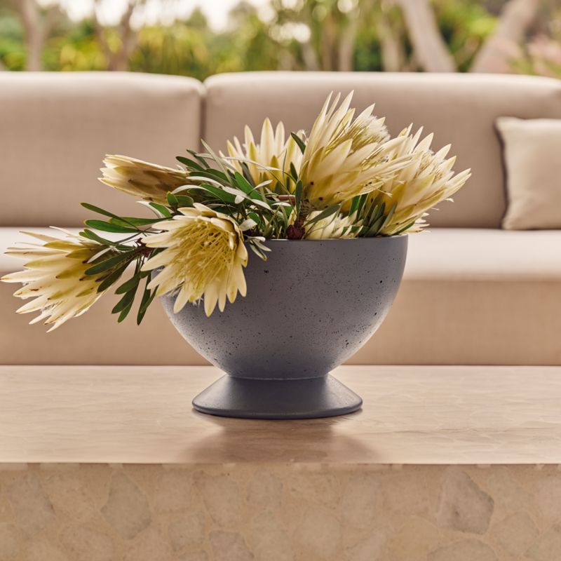 Claudia Blue Cement Indoor/Outdoor Small Pedestal Planter Bowl 8" - image 2 of 4