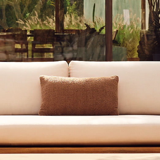 Silves Light Brown Performance Boucle Outdoor Lumbar Pillow 20"x12"
