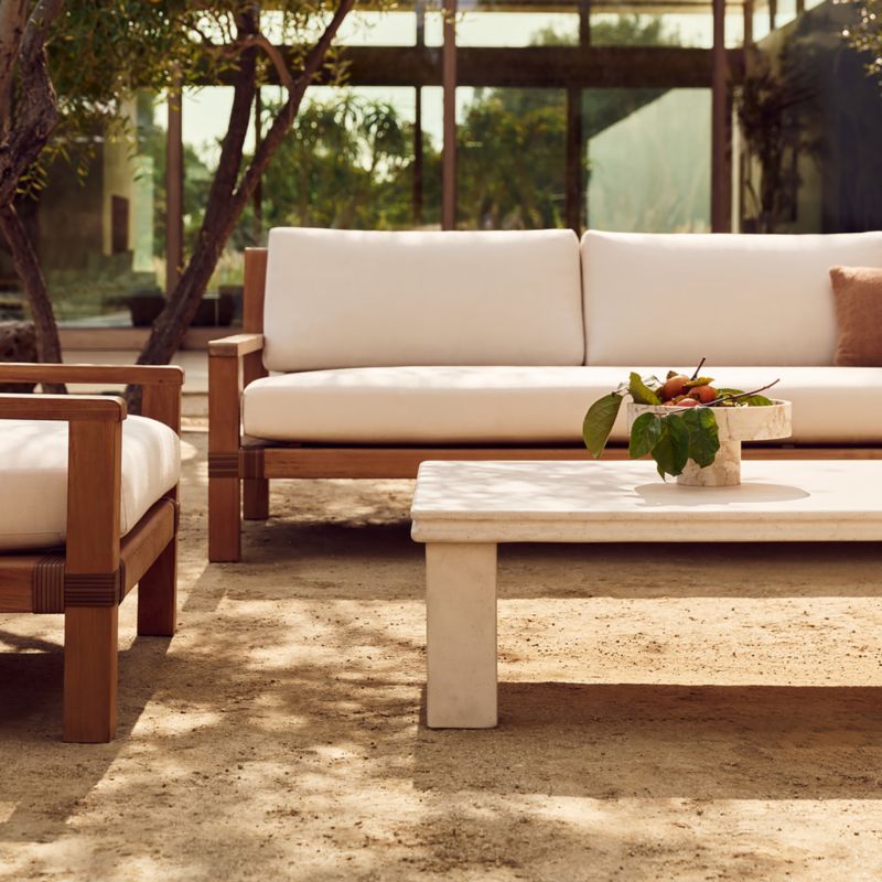 Oakley 100" Teak Outdoor Sofa With Ivory Sunbrella® Cushions - image 9 of 12