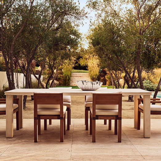 Oakley Rectangular Faux Limestone Outdoor Dining Table (72" - 96")