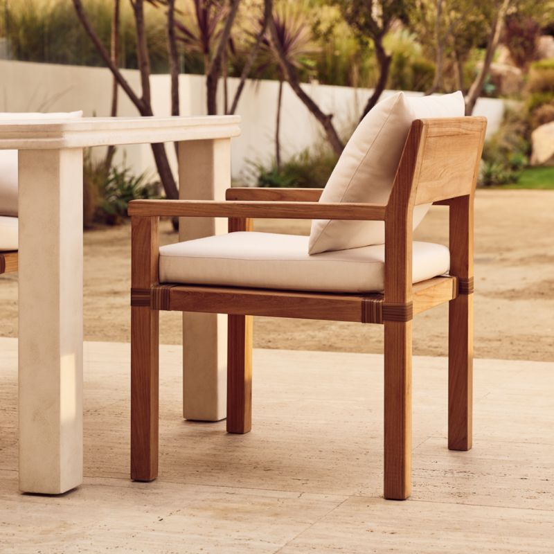 Oakley Teak Outdoor Dining Armchair with Ivory Sunbrella® Cushions Set of 4 - image 6 of 9