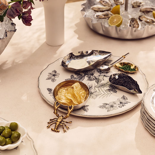 Stainless Steel and Brass Lobster Snack Bowl