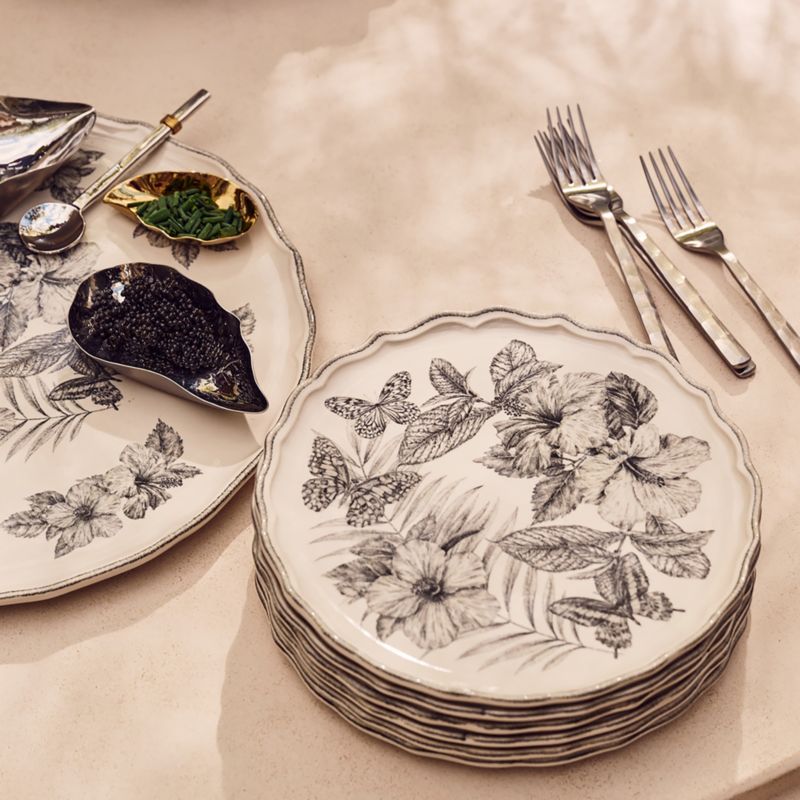 Everly White and Black Patterned Appetizer Plates Set of 6 - image 5 of 7