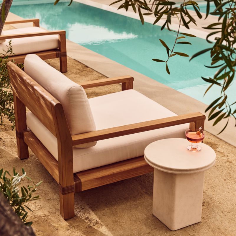 Oakley Teak Outdoor Lounge Chair With Ivory Sunbrella® Cushions - image 3 of 12