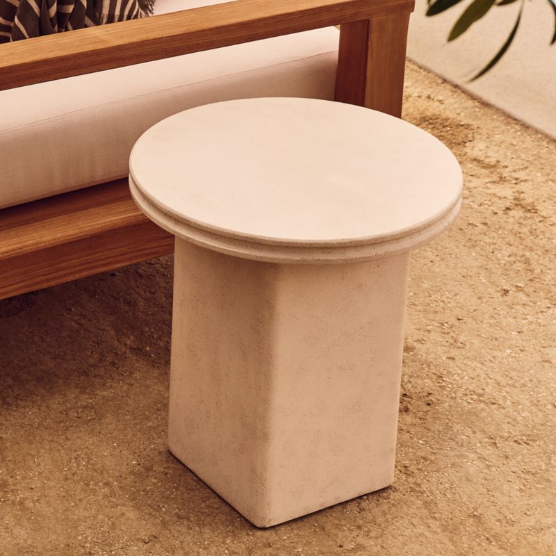Oakley Round Faux Limestone Outdoor Side Table - image 5 of 6