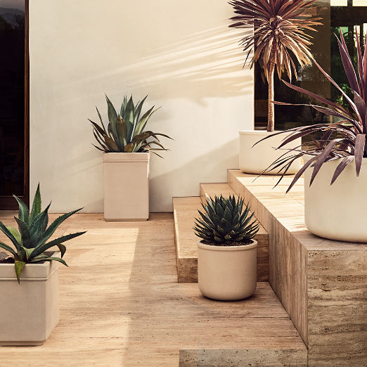 Oakley Square Faux Limestone Indoor/Outdoor Planters