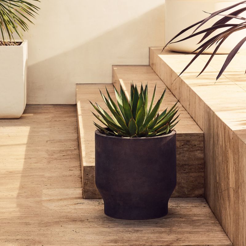 Oberon Antiqued Dark Brown Cement Indoor/Outdoor Medium Planter 15.75" - image 4 of 6