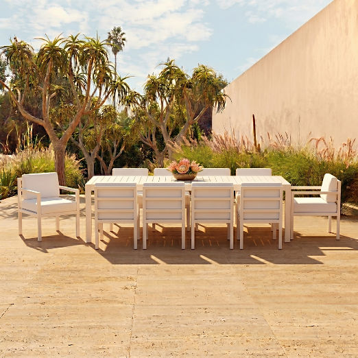Bay Ivory Aluminum Outdoor Armless Dining Chair with Ivory Cushion Set of 4
