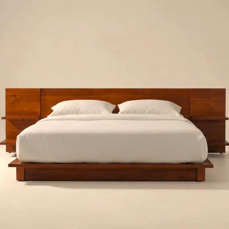 Play Andes Acacia Wood Platform Queen Bed with Nightstands - video 1 of 1