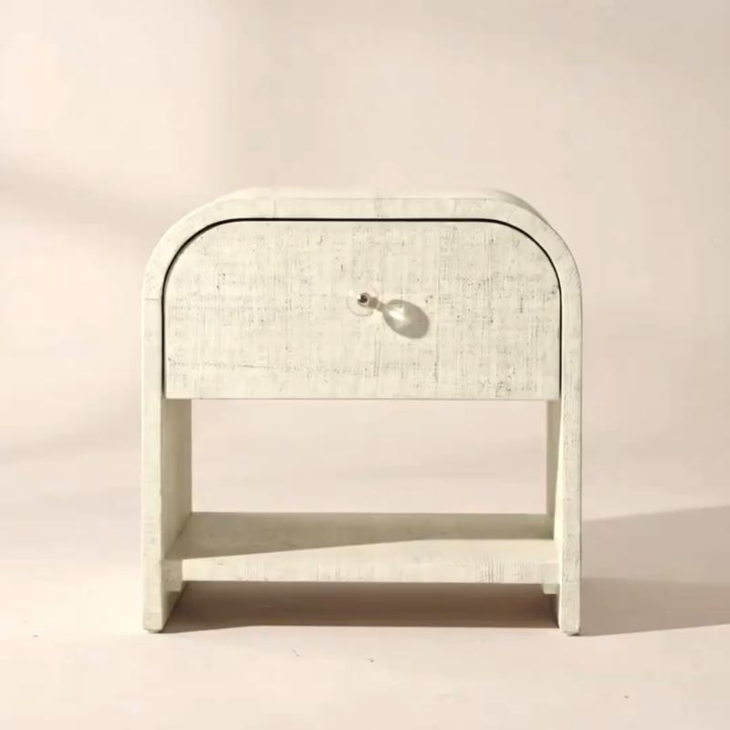 Play Archer 22" White Lacquered Linen Nightstand with Drawer - video 1 of 1