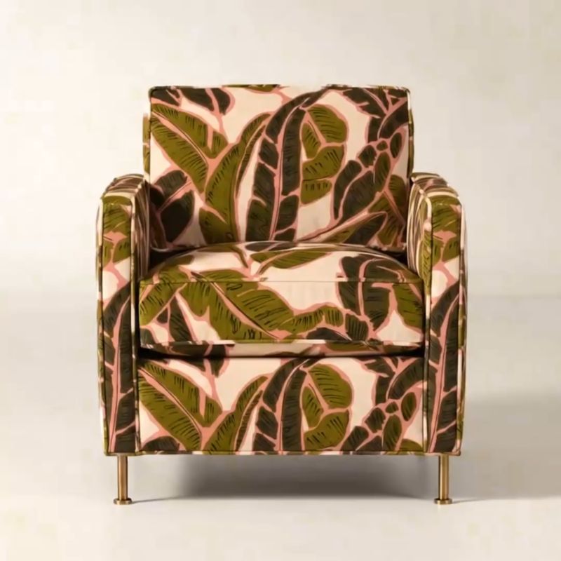 Play Brett Palm Print Velvet Accent Chair - video 1 of 1