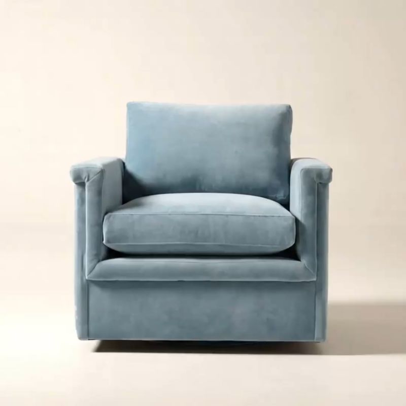 Play Ceva Light Blue Performance Velvet Swivel Chair - video 1 of 1
