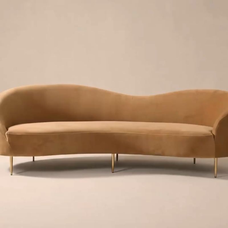 Play Curvo 96.5" Camel Velvet Sofa by goop - video 1 of 2