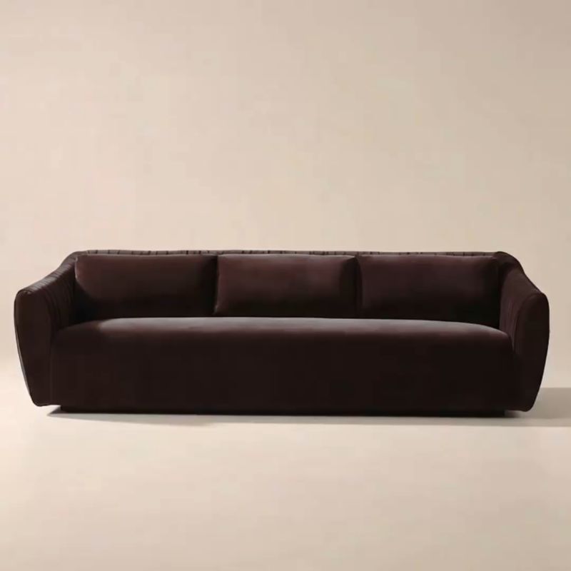 Play Emile 99" Dark Brown Ruched Velvet Sofa - video 1 of 2