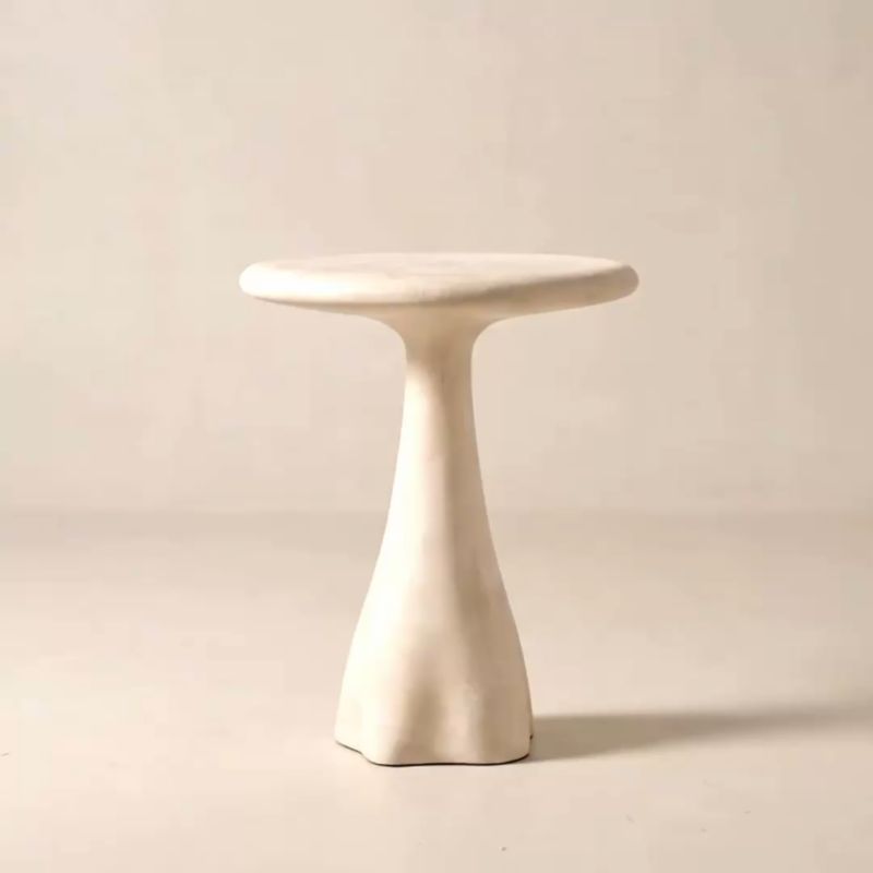 Play Espira Round Cream Marbled Resin Side Table - video 1 of 1