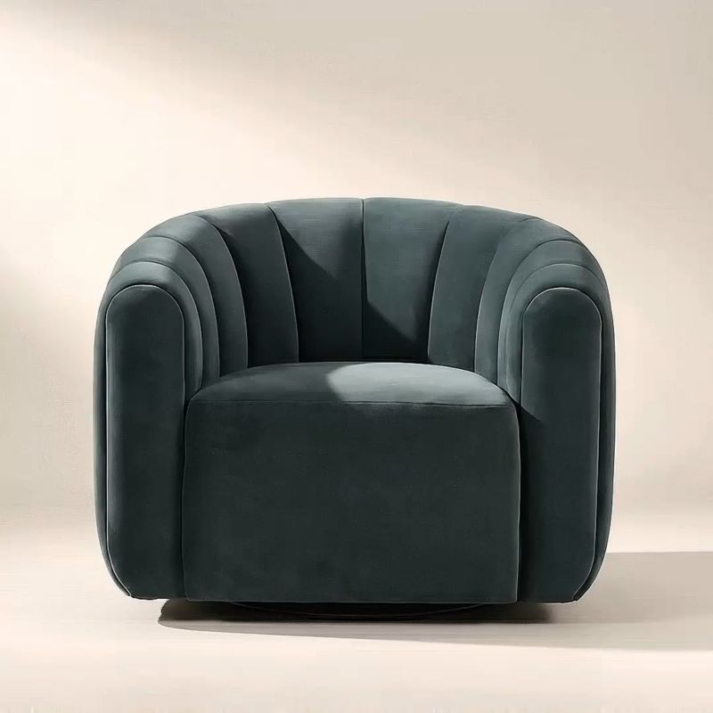 Play Fitz Channeled Denim Blue Velvet Swivel Chair - video 1 of 2