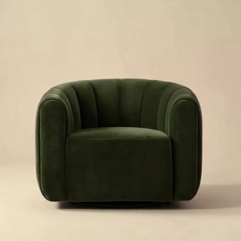Play Fitz Channeled Green Velvet Swivel Chair - video 1 of 2