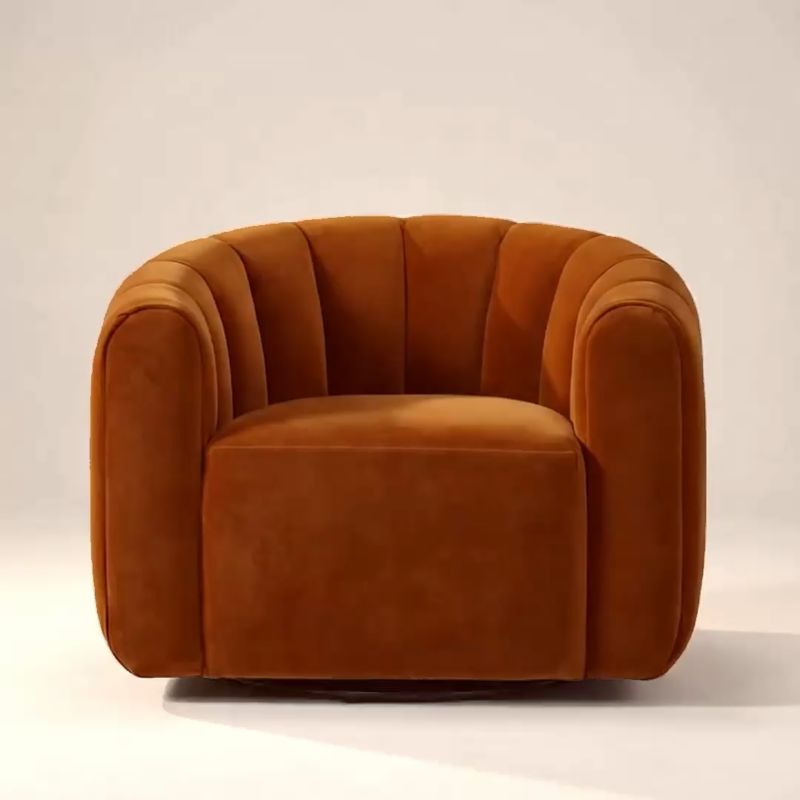 Play Fitz Channeled Russet Velvet Swivel Chair - video 1 of 2