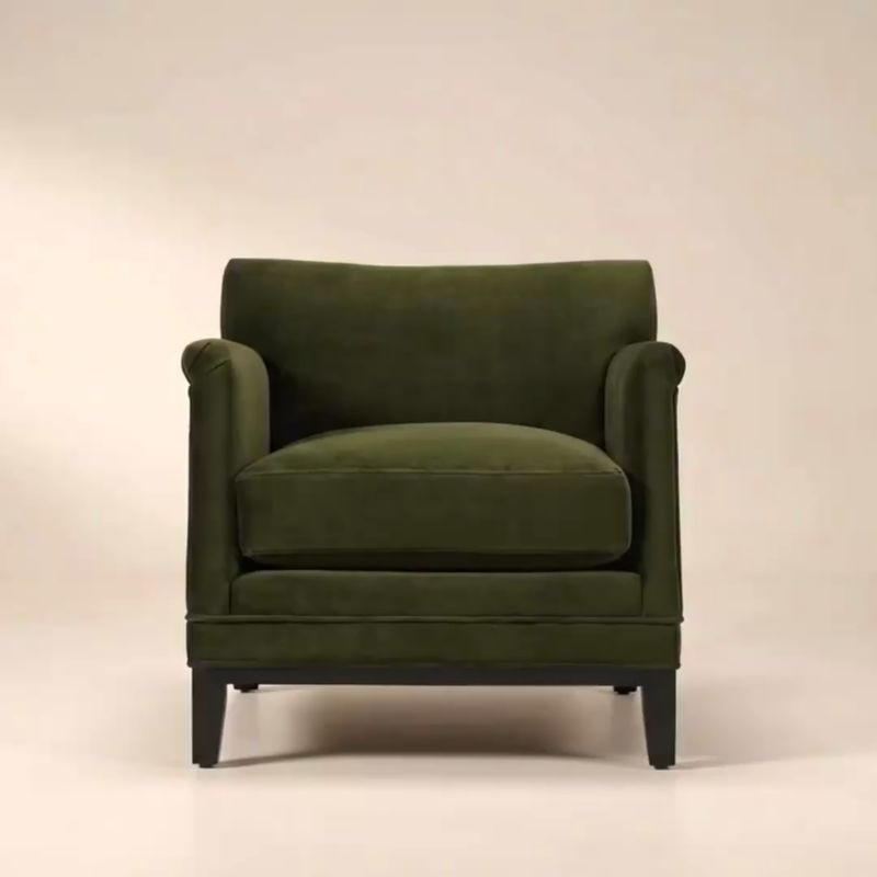 Play Olson Olive Green Velvet Accent Chair Set of 2 - video 1 of 1